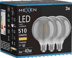 Mexen Vintis 3x LED filamento lemputė E27, G95, 6W, Šiltas - 2700K, 510 lm, smoke - L157-E27-0627-70x03