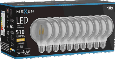 Mexen Vintis 10x LED gijų lemputė E27, G95, 6W, Šilta - 2700K, 510 lm, smoke - L157-E27-0627-70x10