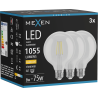 Mexen Vintis 3x LED filamentinė lemputė E27, G95, 8W, Šilta - 2700K, 1055 lm, skaidri - L157-E27-0827-00x03