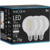 Mexen Vintis 3x LED filamento lemputė E27, G95, 8W, Neutrali - 4000K, 1055 lm, skaidri - L157-E27-0840-00x03