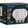 Mexen Vintis 3x LED lemputė su siūliniu kaitinimu E27, G95, 10W, Šilta - 2700K, 1320 lm, skaidri - L157-E27-1027-00x03
