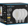 Mexen Vintis 3x LED spiralės siūlelio lemputė E27, G95, 6W, Šilta - 2700K, 630 lm, skaidri - L167-E27-0627-00x03