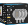 Mexen Vintis 3x LED spiralės kaitinamoji lempa E27, G95, 6W, Šilta - 2700K, 510 lm, smoke - L167-E27-0627-70x03