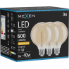 Mexen Vintis 3x Filamentinė spiralė LED lemputė E27, G95, 8W, Šilta - 2200K, 600 lm, gintarinė - L167-E27-0822-50x03