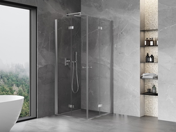 Mexen Mist-F Duo stumdomos dušo durys 80 x 80 cm, skaidrios, chrominės - 8A6-080L-080P-01-00