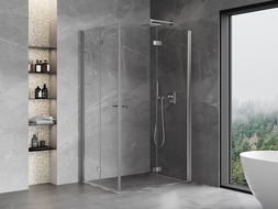 Mexen Mist-F Duo lankstomos dešiniojo kampo dušo kabina 105 x 120 cm, skaidri, chromuota - 8A6-105L-120P-01-00