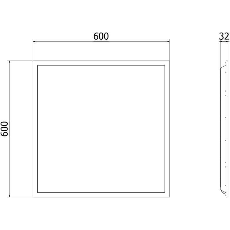 Mexen Brill-S LED lubinė panelė, montuojama į gipskartonį, 60 x 60 cm, 36W, Neutrali - 4000K, 3960 lm, juoda