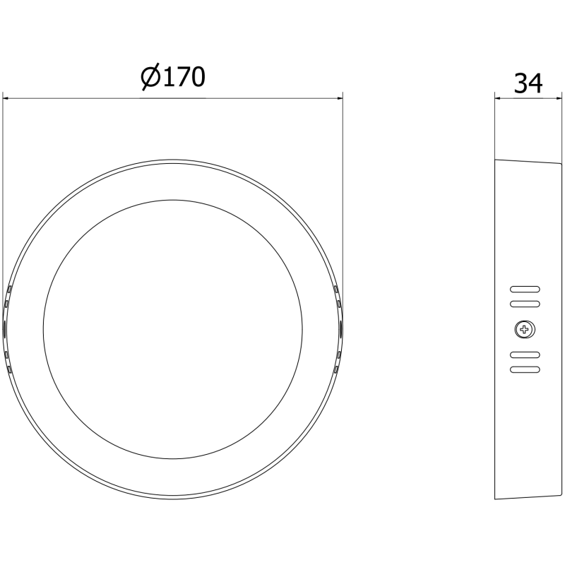 Mexen LDSR Lubų LED paviršinis šviestuvas, 17 cm, 12W, Neutrali - 4000K, 960 lm, juodas - L212-017-1240-70