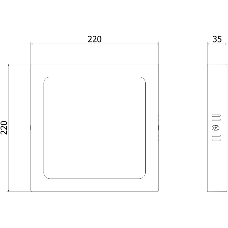 Mexen LDSS plafonas lub LED montuojamas ant paviršiaus 22 x 22 cm, 18W, Šaltas - 6500K, 1440 lm, juodas - L213-022-1865-70