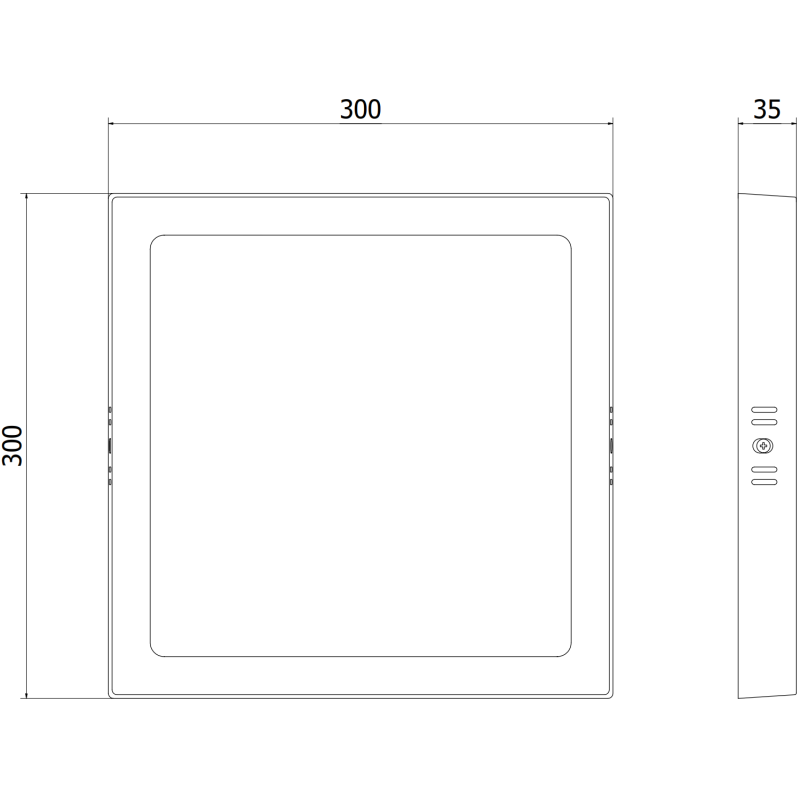 Mexen LDSS LED lubų paviršinis 30 x 30 cm šviestuvas, 24W, Neutralus - 4000K, 1920 lm, juodas - L213-030-2440-70