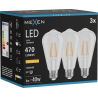 Mexen Vintis 3x LED gijų lemputė E27, ST64, 4W, Šilta - 2200K, 470 lm, skaidri - L152-E27-0422-00x03