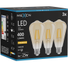 Mexen Vintis 3x LED filamentinė lemputė E27, ST64, 4W, Šilta - 2200K, 400 lm, gintarinė - L152-E27-0422-50x03
