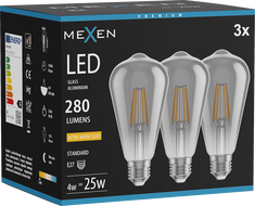 Mexen Vintis 3x LED lemputė filamentinė E27, ST64, 4W, Šilta - 2200K, 300 lm, dūminė - L152-E27-0422-70x03