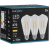 Mexen Vintis 3x LED siūlo lemputė E27, ST64, 4W, Šilta - 2700K, 470 lm, skaidri - L152-E27-0427-00x03