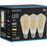 Mexen Vintis 3x Filamentinė LED lemputė E27, ST64, 4W, Šilta - 2700K, 400 lm, gintaro - L152-E27-0427-50x03