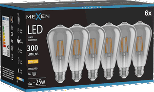 Mexen Vintis 6x LED BL filamento E27, ST64, 4W, Šiltai - 2700K, 300 lm, dūmų spalva - L152-E27-0427-70x06