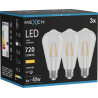 Mexen Vintis 3x LED E27 lemputė, ST64, 6W, Šilta - 2700K, 720 lm, skaidri - L152-E27-0627-00x03
