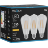 Mexen Vintis 3x LED siūlo lemputė E27, ST64, 8W, Šilta - 2200K, 1055 lm, permatoma - L152-E27-0822-00x03