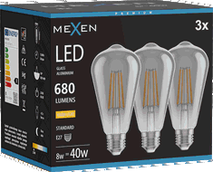 Mexen Vintis 3x LED siūlo lemputė E27, ST64, 8W, Šilta - 2700K, 680 lm, dūminė - L152-E27-0827-70x03