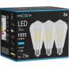 Mexen Vintis 3x LED filamento lempa E27, ST64, 8W, Šalta - 6500K, 1055 lm, skaidri - L152-E27-0865-00x03