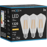 Mexen Vintis 3x LED siūlelio lemputė E27, ST64, 10W, Šilta - 2200K, 1320 lm, skaidri - L152-E27-1022-00x03