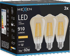 Mexen Vintis 3x LED siūlelio lemputė E27, ST64, 10W, Šilta - 2200K, 910 lm, gintaro spalvos - L152-E27-1022-50x03