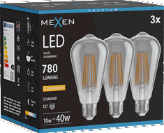 Mexen Vintis 3x LED gija lemputė E27, ST64, 10W, Šilta - 2200K, 780 lm, dūminė - L152-E27-1022-70x03