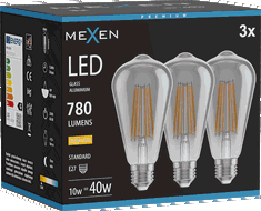 Mexen Vintis 3x LED gijų lemputė E27, ST64, 10W, Šilta - 2700K, 780 lm, dūminė - L152-E27-1027-70x03