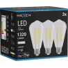 Mexen Vintis 3x LED siūlelių lemputė E27, ST64, 10W, Neutrali - 4000K, 1320 lm, skaidri - L152-E27-1040-00x03