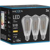 Mexen Vintis 3x LED spiralinė siūlinė lemputė E27, ST64, 6W, Šilta - 2700K, 510 lm, dūmų - L162-E27-0627-70x03