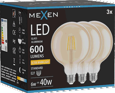 Mexen Vintis 3x LED E27, G125, 6W, Šiltai balta - 2200K, 600 lm, gintarinė - L158-E27-0622-50x03