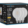 Mexen Vintis 3x LED gijų lemputė E27, G125, 6W, Šilta - 2700K, 720 lm, skaidri - L158-E27-0627-00x03