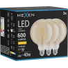 Mexen Vintis 3x LED gijų lemputė E27, G125, 6W, Šilta - 2700K, 600 lm, gintarinė - L158-E27-0627-50x03