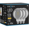 Mexen Vintis 3x LED siūlelio lemputė E27, G125, 6W, Šilta - 2700K, 510 lm, dūminė - L158-E27-0627-70x03