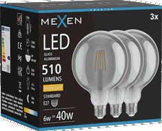 Mexen Vintis 3x LED siūlelio lemputė E27, G125, 6W, Šilta - 2700K, 510 lm, dūminė - L158-E27-0627-70x03
