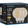 Mexen Vintis 3x LED kaitinamoji lempa E27, G125, 8W, Šilta - 2700K, 750 lm, gintarinė - L158-E27-0827-50x03