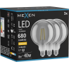 Mexen Vintis 3x LED siūlų lemputė E27, G125, 8W, Šilta - 2700K, 680 lm, dūminė - L158-E27-0827-70x03