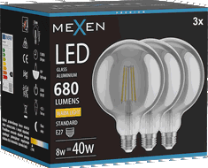 Mexen Vintis 3x LED siūlų lemputė E27, G125, 8W, Šilta - 2700K, 680 lm, dūminė - L158-E27-0827-70x03