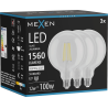 Mexen Vintis 3x LED siūlų kaitinimo lempa E27, G125, 12W, Neutrali - 4000K, 1560 lm, skaidri - L158-E27-1240-00x03