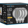 Mexen Vintis 3x LED spiralinė kaitrinė lemputė E27, G125, 6W, šilta - 2200K, 350 lm, dūminė - L168-E27-0622-70x03