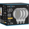 Mexen Vintis 3x LED kaitrinė spiralės lemputė E27, G125, 8W, Šilta - 2200K, 450 lm, dūmų - L168-E27-0822-70x03