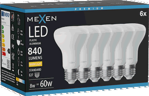 Mexen Nova 6x LED lemputė E27, R63, 8W, Šilta - 3000K, 840 lm - L104-E27-0830-01x06