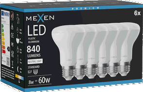 Mexen Nova 6x LED lemputė E27, R63, 8W, Neutrali - 4000K, 840 lm - L104-E27-0840-01x06