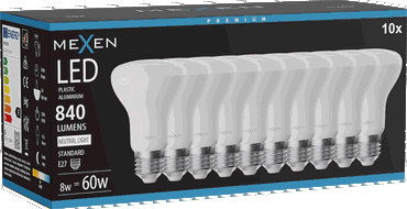Mexen Nova 10x LED lemputė E27, R63, 8W, Neutrali - 4000K, 840 lm - L104-E27-0840-01x10