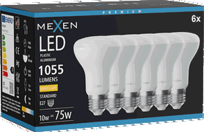 Mexen Nova 6x LED lemputė E27, R63, 10W, Šilta - 3000K, 1055 lm - L104-E27-1030-01x06
