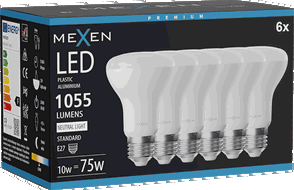 Mexen Nova 6x LED lemputė E27, R63, 10W, Neutrali - 4000K, 1055 lm - L104-E27-1040-01x06