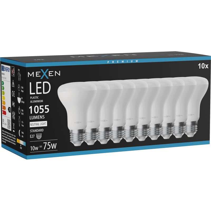 Mexen Nova 10x LED lemputė E27, R63, 10W, Neutralus - 4000K, 1055 lm - L104-E27-1040-01x10