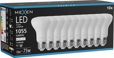 Mexen Nova 10x LED lemputė E27, R63, 10W, Neutralus - 4000K, 1055 lm - L104-E27-1040-01x10