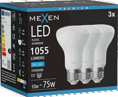Mexen Nova 3x LED lemputė E27, R63, 10W, Šalta - 6500K, 1055 lm - L104-E27-1065-01x03