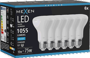 Mexen Nova 6x LED lemputė E27, R63, 10W, Šaltai - 6500K, 1055 lm - L104-E27-1065-01x06